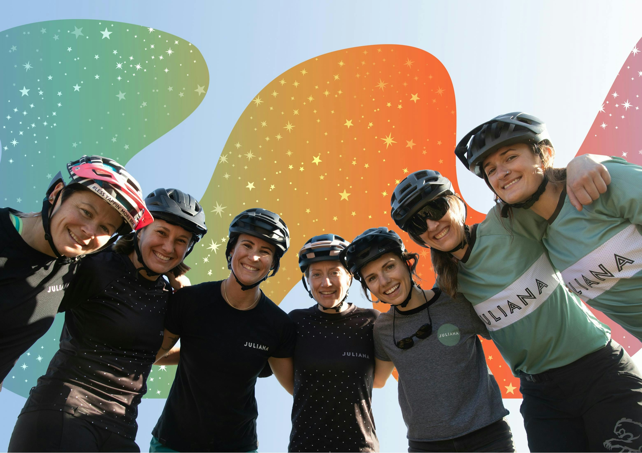 Juliana Bicycles Employees and Athletes posing together