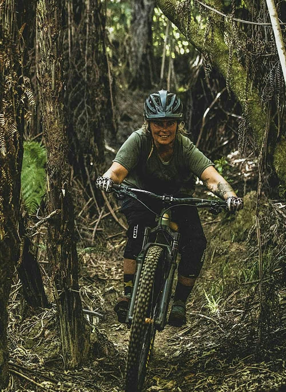 Anka Martin riding through a forest