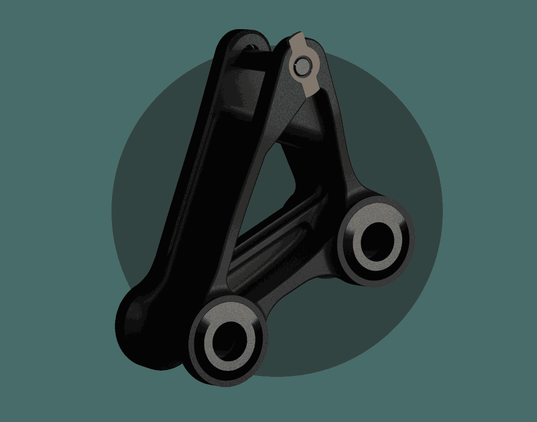 a gif of the flip-chip on a Juliana Bicycles lower shock link